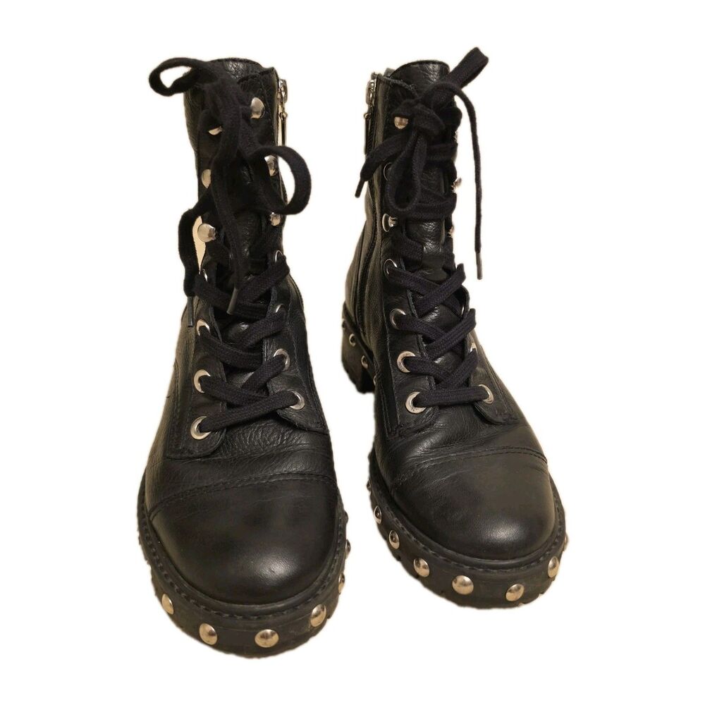 Schutz Andrea Studded Super Soft Leather Combat Boots, Womens Size 7.5 B - Picture 2 of 11